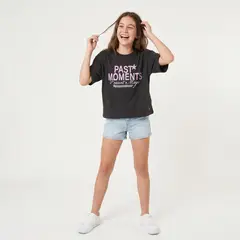ELV - Camiseta para Niña con Estampado de Algodón