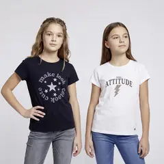ELV - Camiseta para Niña Pack de 2 unidades Estampado Manga corta de Algodón reciclado