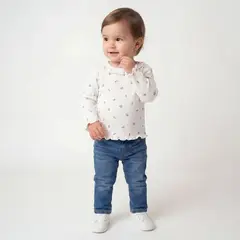 YAMP - Camiseta Manga larga para Bebé niña con Flores de Algodón