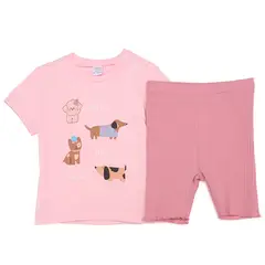 YAMP - Conjunto Camiseta manga corta + Leggings para Bebé niña en Algodón