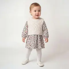 YAMP - Conjunto Vestido + Chaleco para Bebé niña en Algodón
