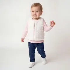 YAMP - Conjunto Chaleco + Camiseta manga larga + Jean para Bebé niña en Algodón