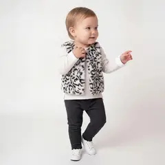 YAMP - Conjunto Chaleco + Camiseta manga larga + Jean para Bebé niña en Algodón