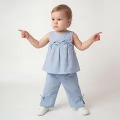 YAMP - Conjunto Blusa + Pantalón para Bebé niña en Algodón