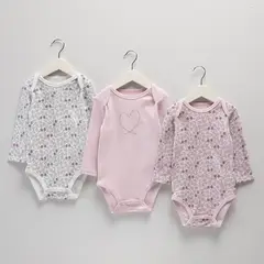 YAMP - Body para Bebé niña Pack de 3 unidades de Algodón