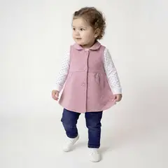 YAMP - Conjunto Chaleco + Jean + Body manga larga para Bebé niña en Algodón