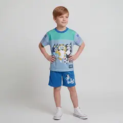 BLUEY - Conjunto Camiseta + Pantaloneta para Niño en Poliéster