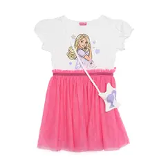 BARBIE - Vestido para Niña con Estampado de Algodón