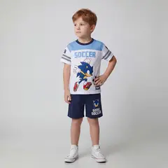 SONIC - Conjunto Camiseta + Pantaloneta para Niño en Poliéster