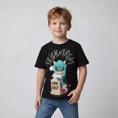 SONIC - Camiseta para Niño con Estampado Manga corta de Algodón