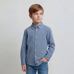CONIGLIO - Camisa para Niño de Cuadros Manga larga de Algodón