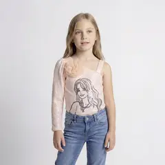 BARBIE - Bodie para Niña con aplique de Algodón