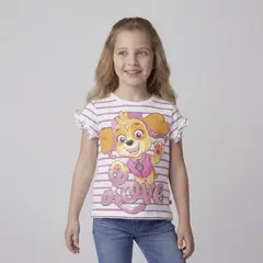 PAW PATROL - Camiseta para Niña con Estampado Manga corta de Algodón