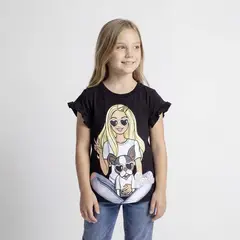 BARBIE - Camiseta para Niña con Estampado Manga corta de Algodón