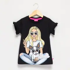 BARBIE - Camiseta para Niña con Estampado Manga corta de Algodón