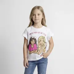 BARBIE - Camiseta para Niña con Estampado Manga corta de Algodón