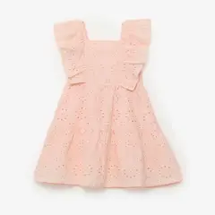 YAMP - Vestido para Niña con Ojalillo Corto de Algodón