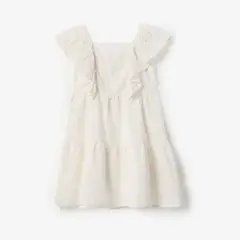 YAMP - Vestido para Niña con Ojalillo Corto de Algodón
