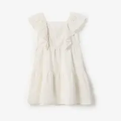 YAMP - Vestido para Niña con Ojalillo Corto de Algodón