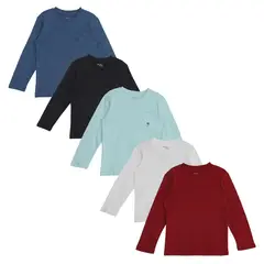 YAMP - Camiseta para Niño Pack de 5 unidades Manga larga de Algodón