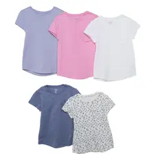 YAMP - Camiseta para Niña Pack de 5 unidades Manga corta de Algodón