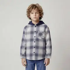 YAMP - Camisa para Niño con Cuadros de Algodón