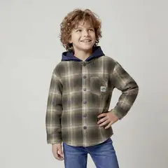 YAMP - Camisa para Niño con Cuadros de Algodón