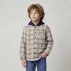 YAMP - Camisa para Niño con Cuadros de Algodón