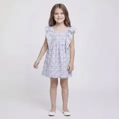 YAMP - Vestido para Niña con Estampado Manga corta de Algodón