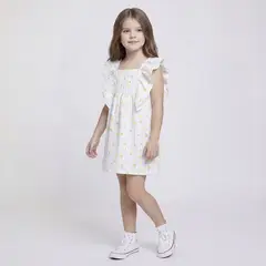 YAMP - Vestido para Niña con Estampado Manga corta de Algodón