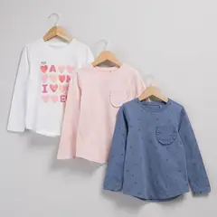 YAMP - Camiseta para Niña Pack de 3 unidades Manga larga de Algodón