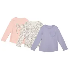 YAMP - Camiseta para Niña Pack de 3 unidades Manga larga de Algodón