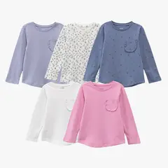 YAMP - Camiseta para Niña Pack de 5 unidades Manga larga de Algodón