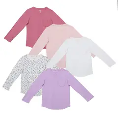 YAMP - Camiseta para Niña Pack de 5 unidades Manga larga de Algodón