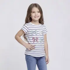 YAMP - Camiseta para Niña Manga corta de Algodón
