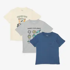 YAMP - Camiseta para Niño Pack de 3 unidades con Estampado Manga corta de Algodón