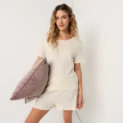 SYBILLA - Pijama completa con short para Mujer Manga corta