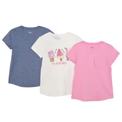 YAMP - Camiseta para Niña Pack de 3 unidades Manga corta de Algodón
