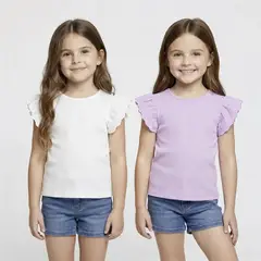 YAMP - Camiseta para Niña Pack de 2 unidades Sin manga de Algodón