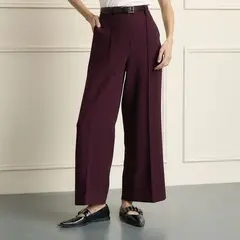BASEMENT - Pantalón Wide leg Mujer Tiro medio de Algodón