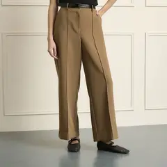 BASEMENT - Pantalón Wide leg Mujer Tiro medio de Algodón
