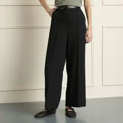BASEMENT - Pantalón Wide leg Mujer Tiro medio de Algodón