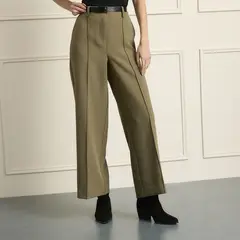 BASEMENT - Pantalón Wide leg Mujer Tiro medio de Algodón