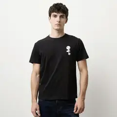 BASEMENT - Camiseta Hombre Manga Corta con Estampado de Algodón