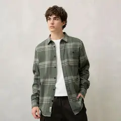 BEARCLIFF - Camisa Hombre de Cuadros Manga Larga de Algodón