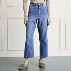 BASEMENT - Jean Mujer Baggy Alto de Algodón