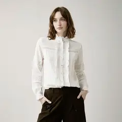 UNIVERSITY CLUB - Blusa Mujer con Ojalillo Manga larga