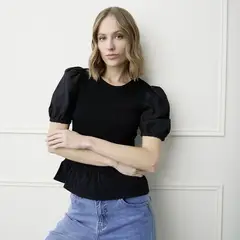 BASEMENT - Blusa Mujer Manga corta de Algodón