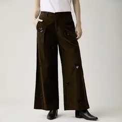 UNIVERSITY CLUB - Pantalón Wide leg Mujer Tiro medio de Algodón