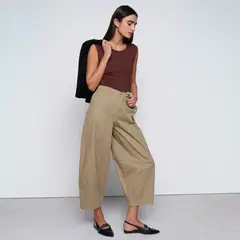 BASEMENT - Pantalón Flare Mujer de Algodón